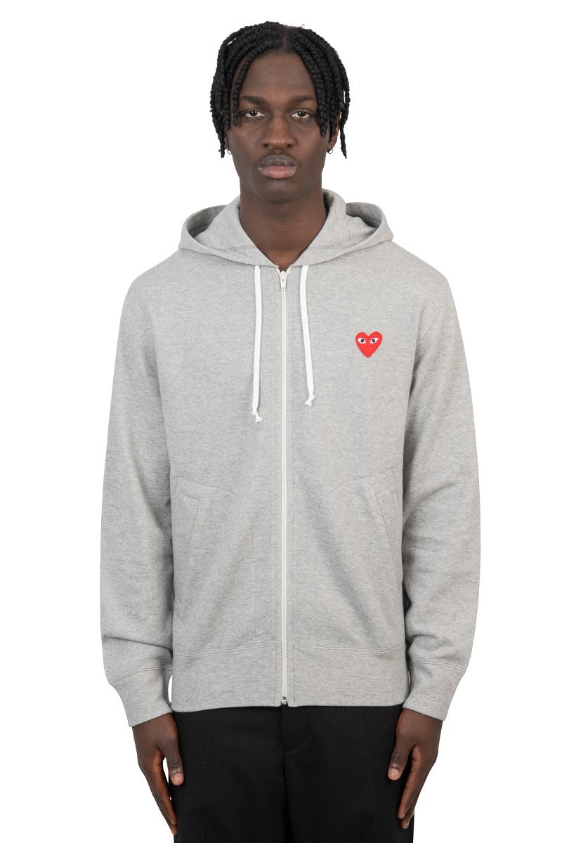 Comme Des Garçons Play Grey multi play logo zip-up hoodie