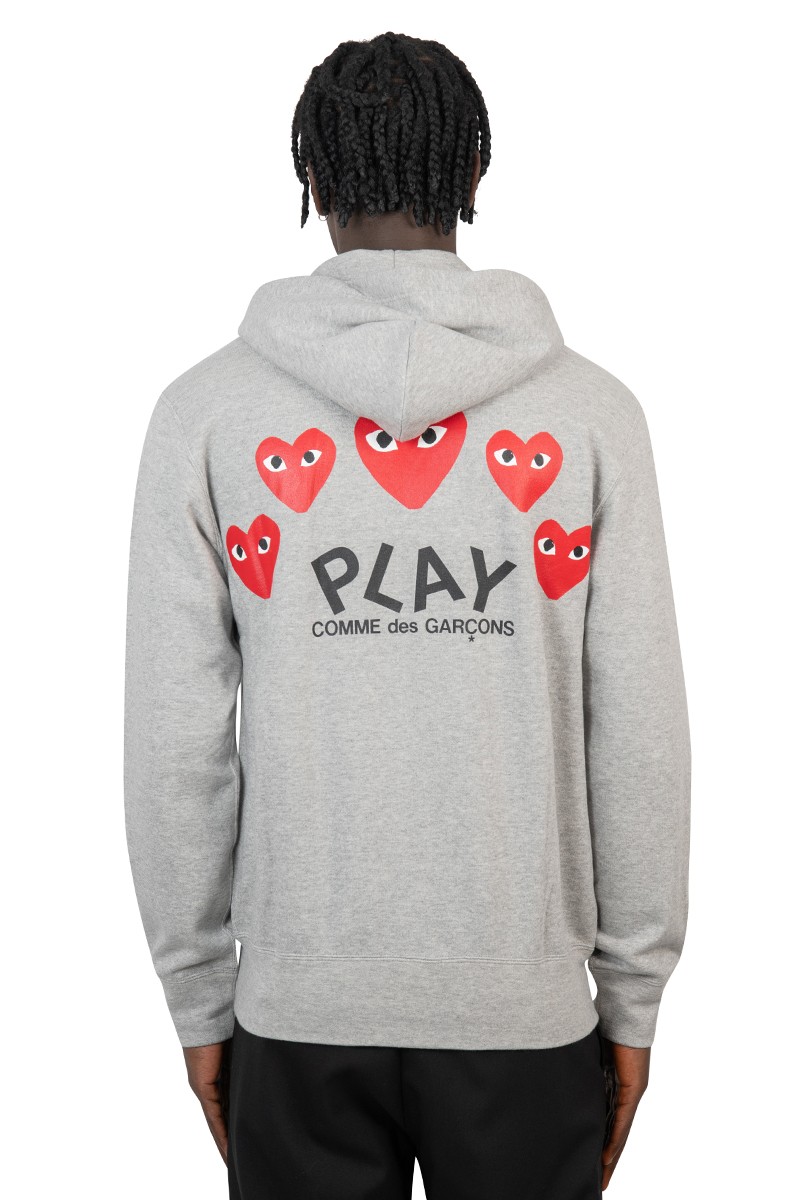 Comme Des Garçons Play Grey multi play logo zip-up hoodie