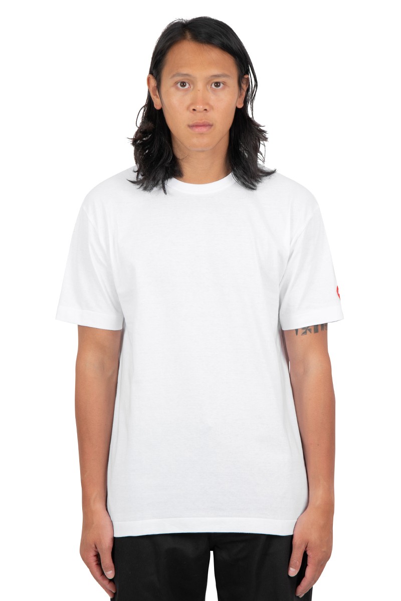 Comme Des Garçons Play T-shirt double logo pixel blanc