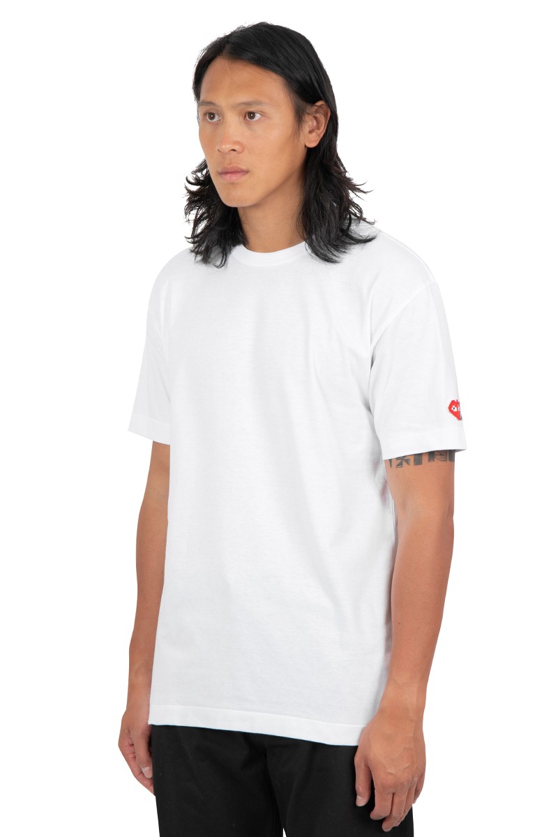 Comme Des Garçons Play White pixel double logo t-shirt
