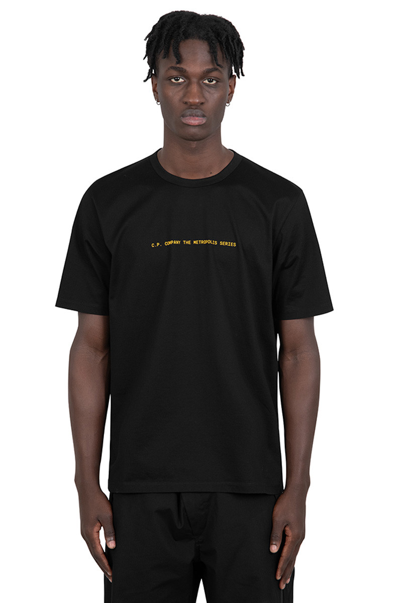C.P. Company Metropolis Series Black mercerized jersey graphic badge t-shirt