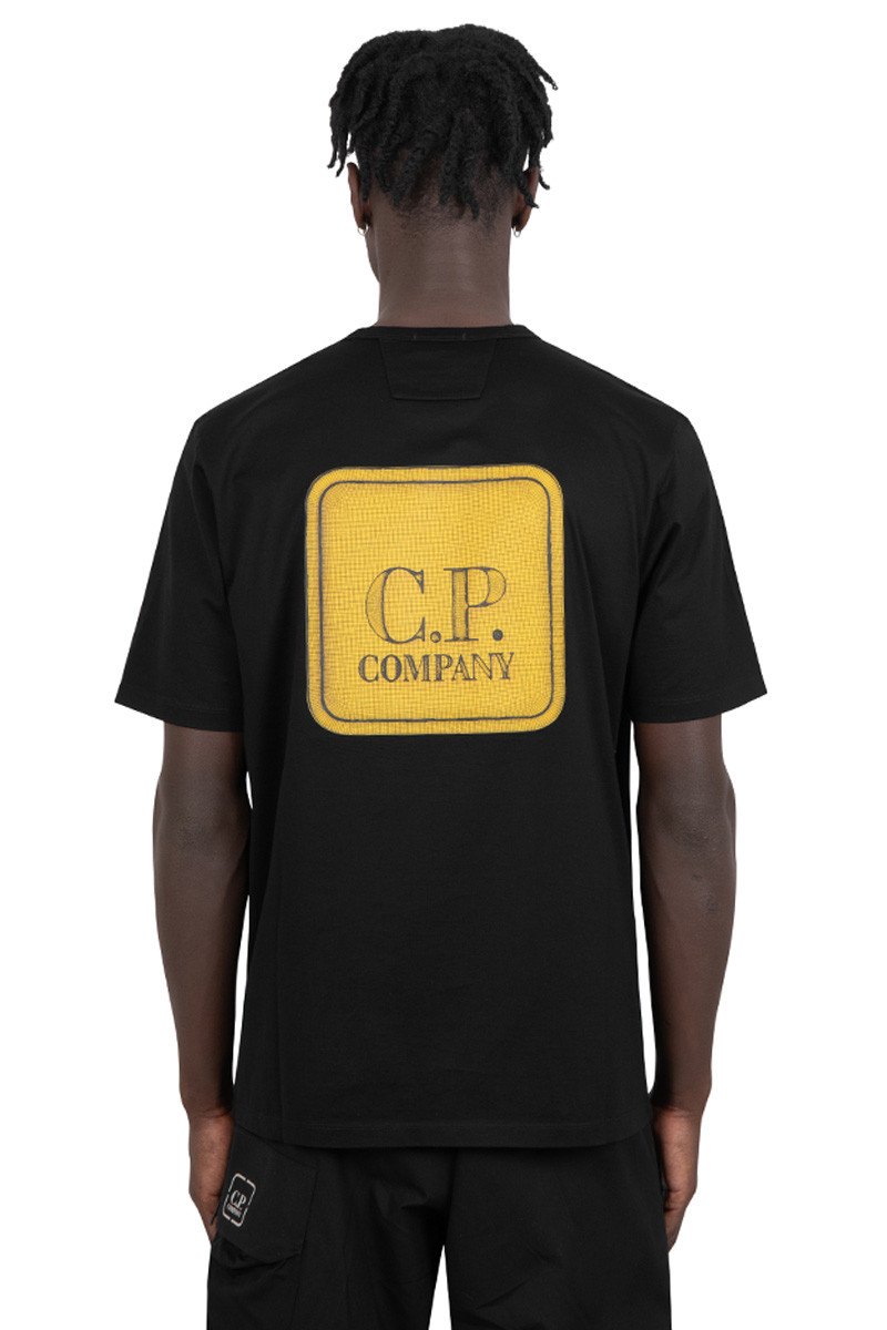 C.P. Company Metropolis Series Black mercerized jersey graphic badge t-shirt