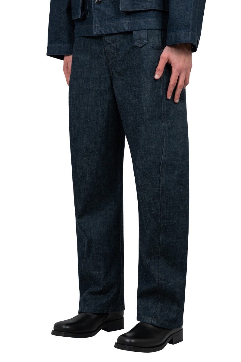 Lemaire Pantalon à ceinture torsadée bleu