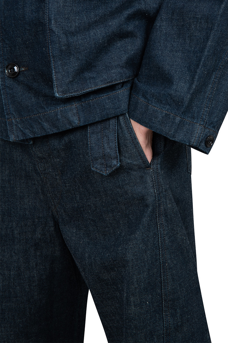 Lemaire Blue twisted belted pants