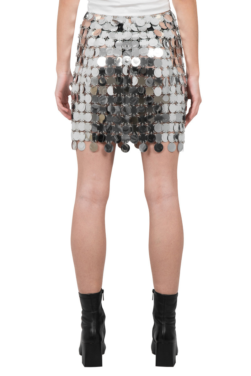 Rabanne Silver mini skirt miroir effect