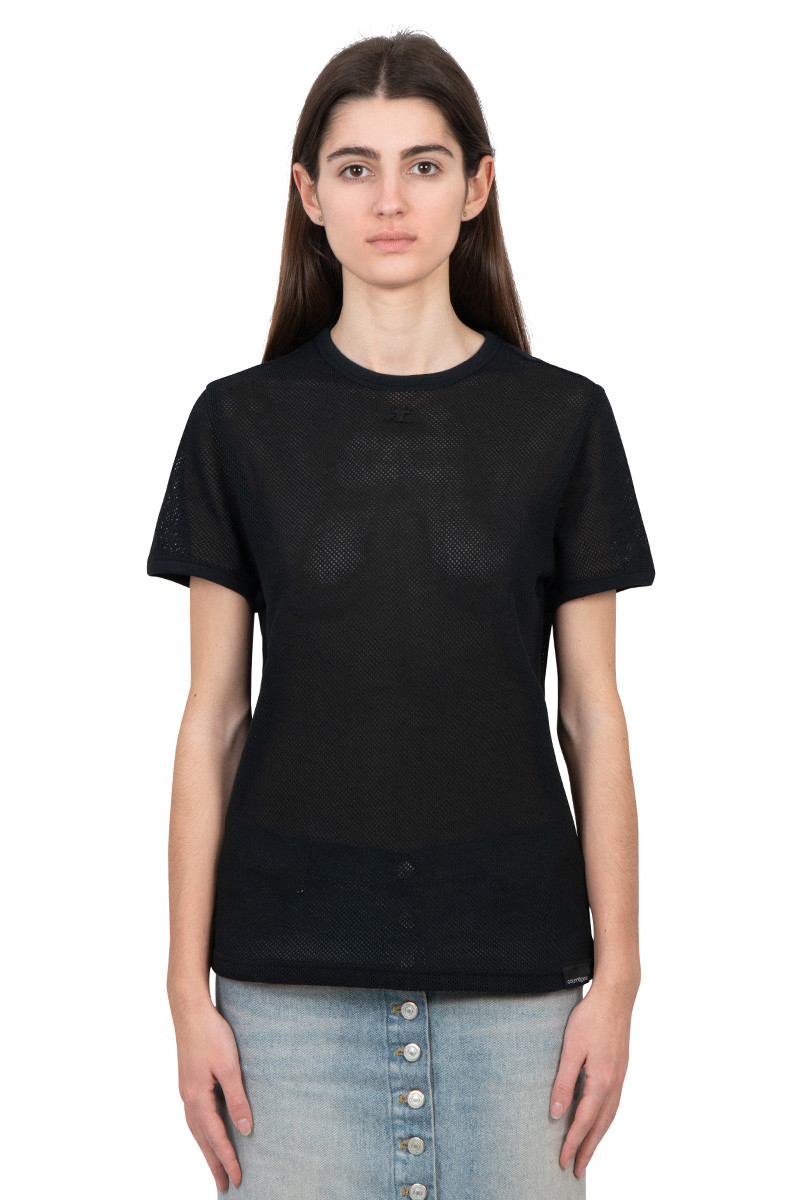 Courrèges Black t-shirt ac mesh