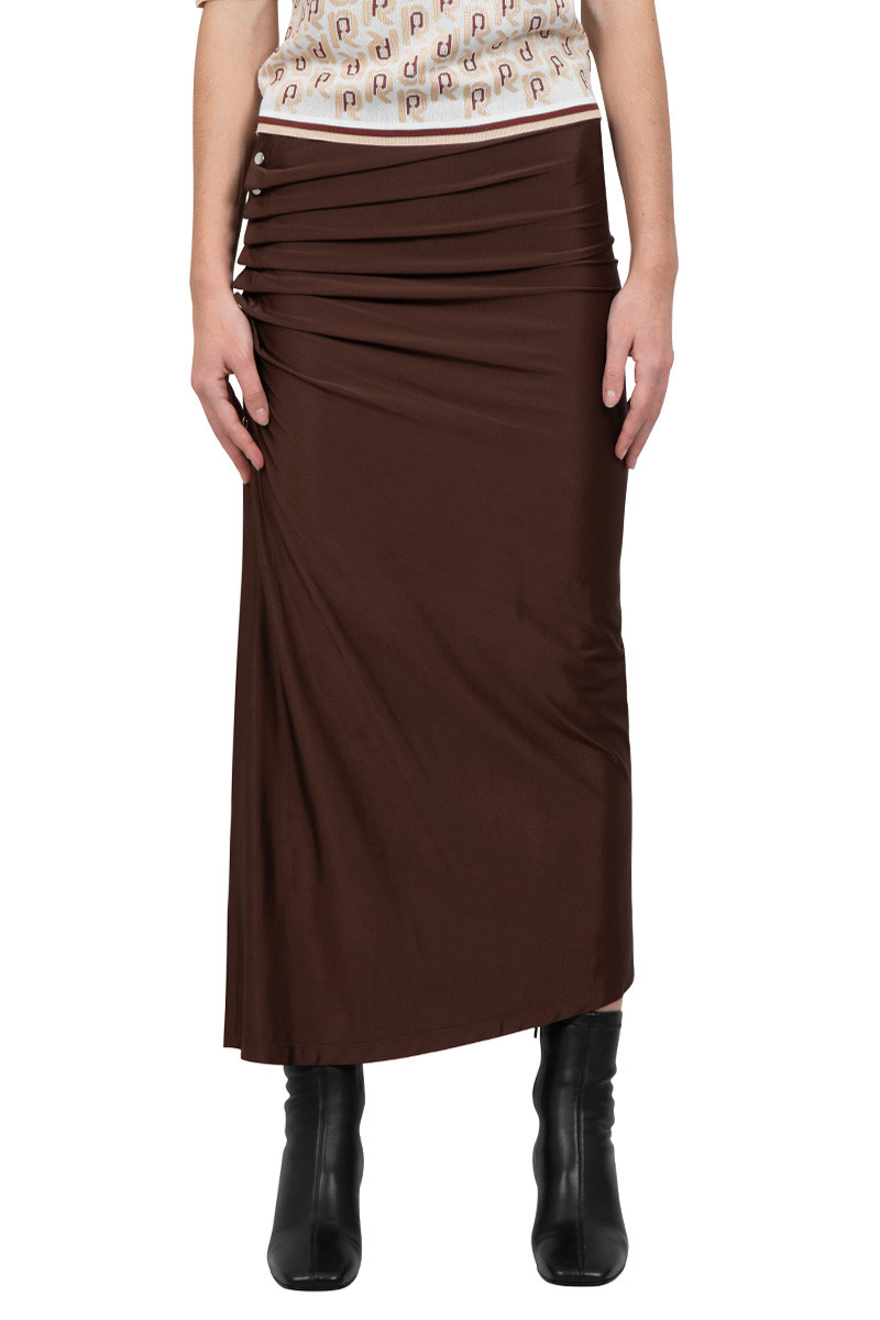 Rabanne Red-brown and silver long draped skirt
