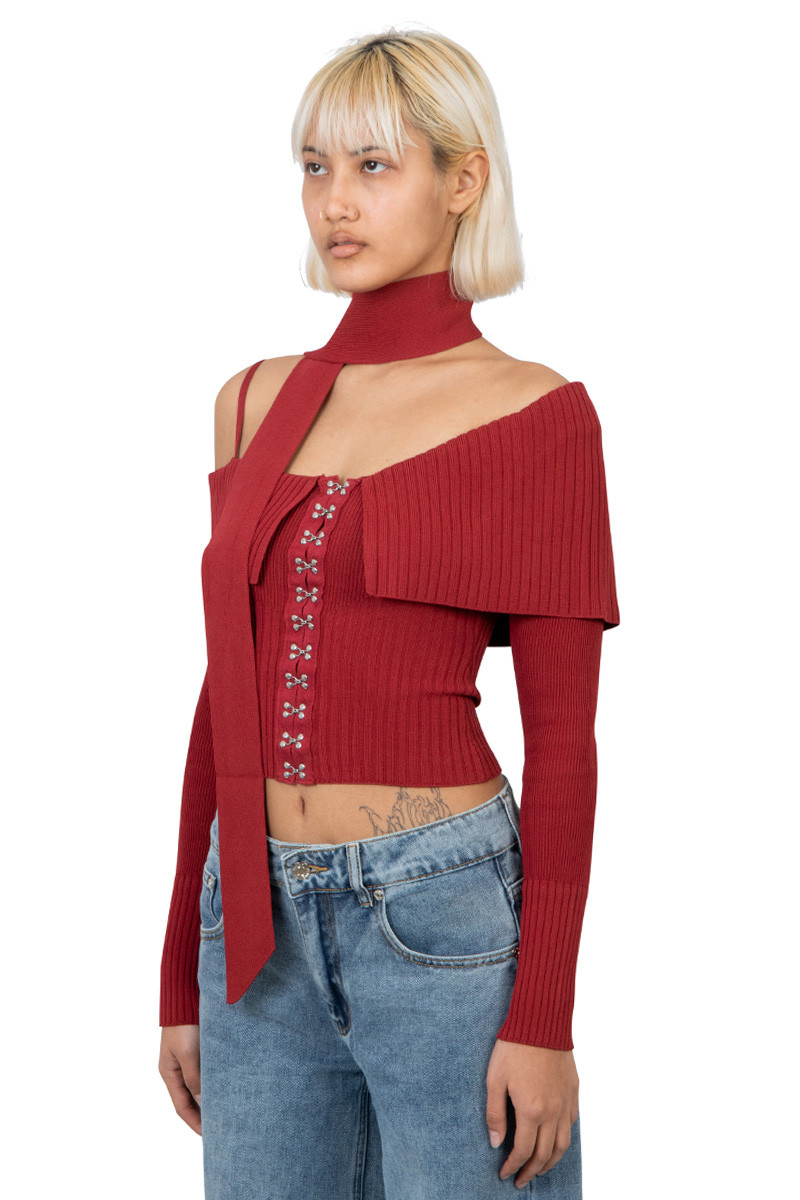 House of Sunny Red one love shoulder rib