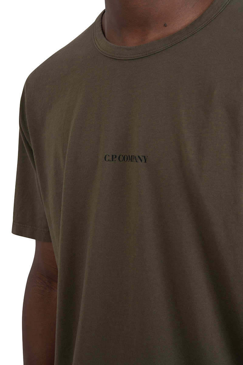 C.P. Company Khaki garment dyed logo t-shirt