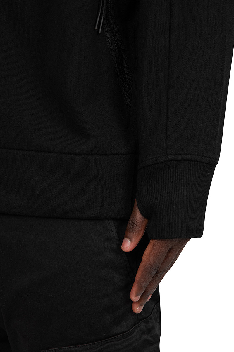 C.P. Company Black zip-up diagonal raised fleece hoodie goggle