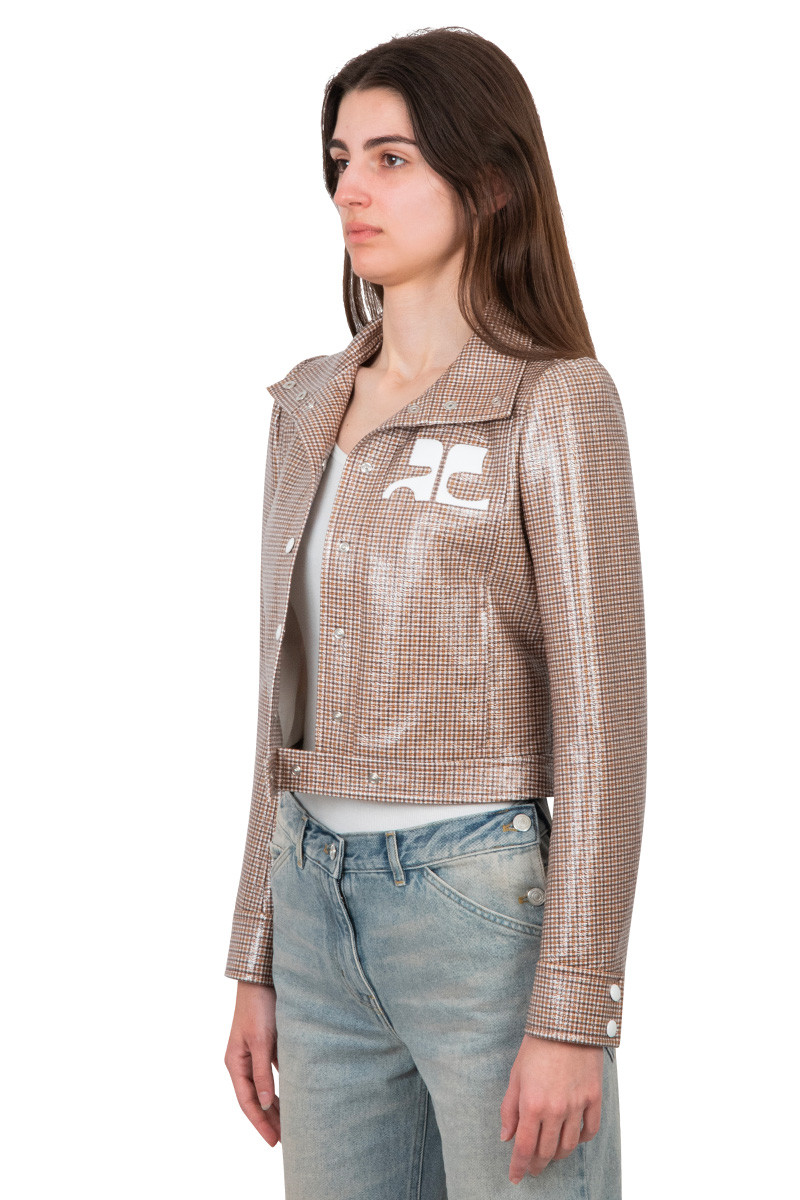 Courrèges Brown checked reedition vinyl jacket