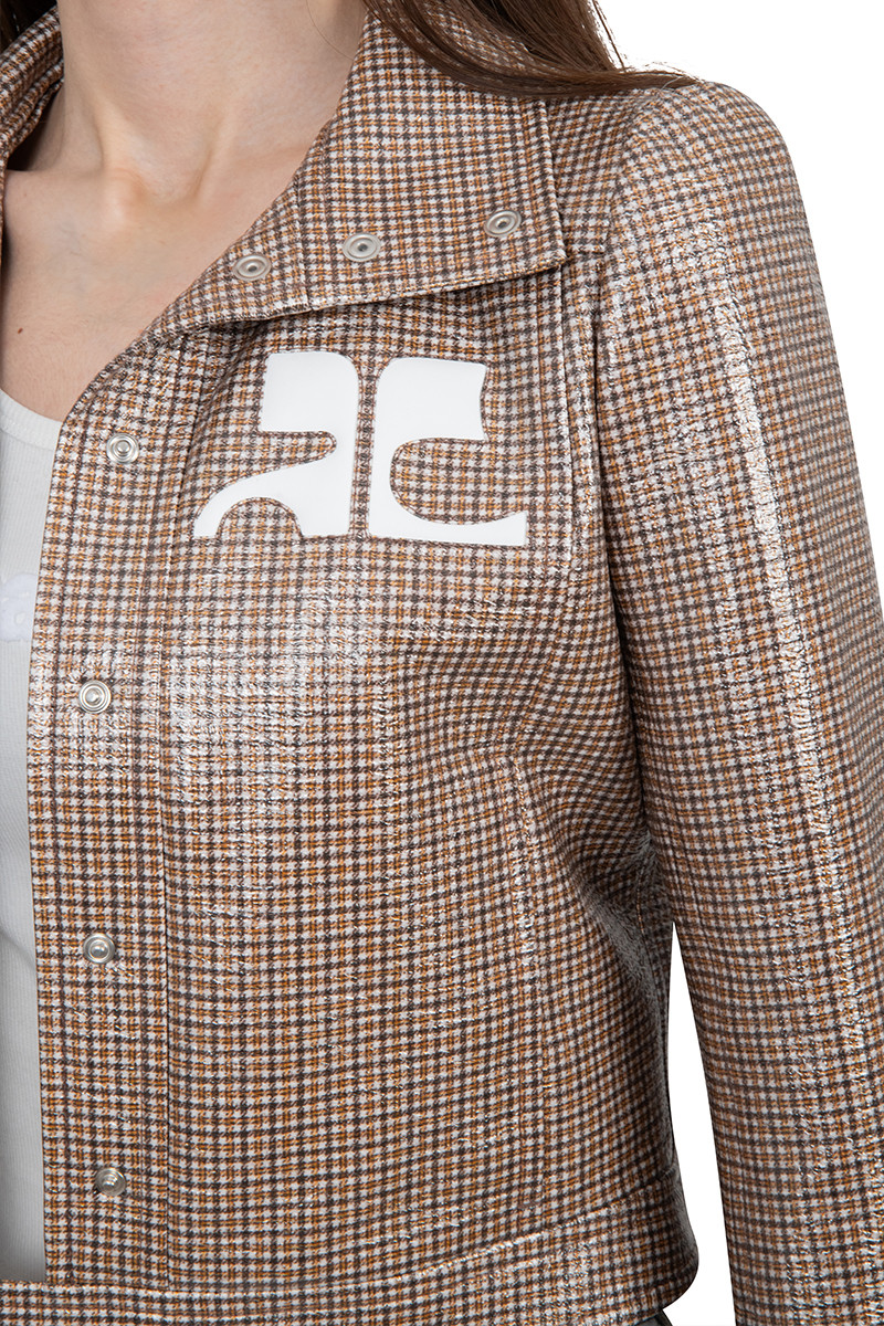 Courrèges Brown checked reedition vinyl jacket