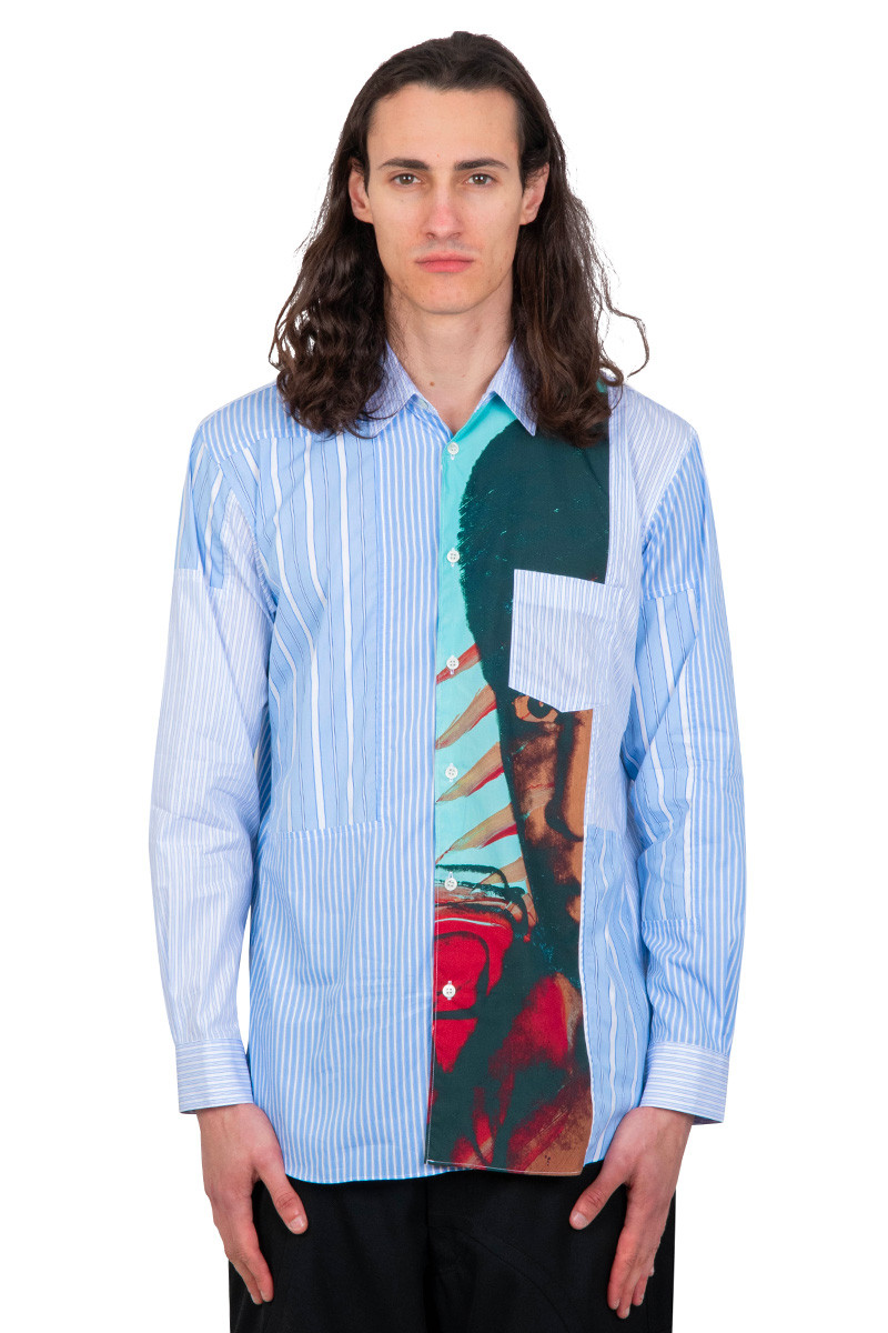 Comme Des Garçons Shirt Blue printed strip shirt