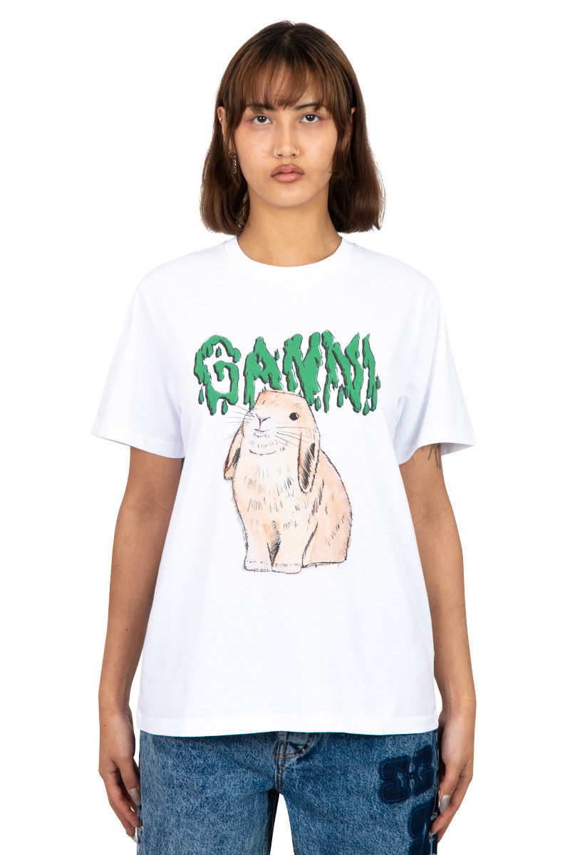 GANNI White bunny t-shirt